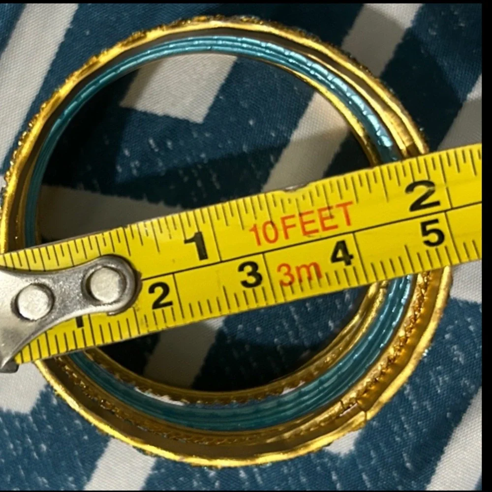 Elegant Gold and Blue Indian Bangle Set for kids 2 inches